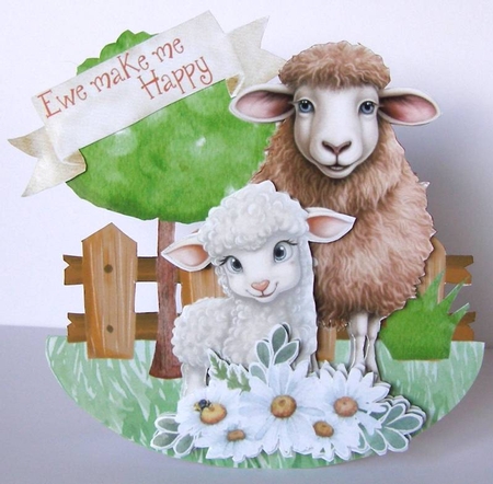 Cmon Get Happy on the Farm 4  Rocker Card by Margaret McCartney