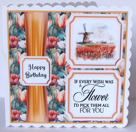 2 Panel tulips card front 3 by Margaret McCartney