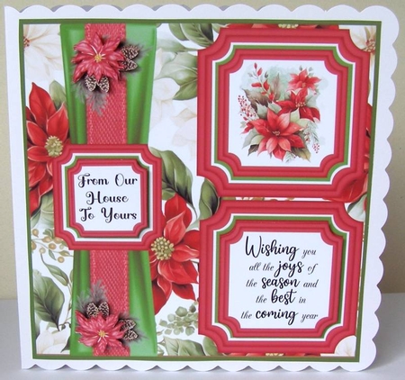 2 Panel poinsettia card front 2 by Margaret McCartney