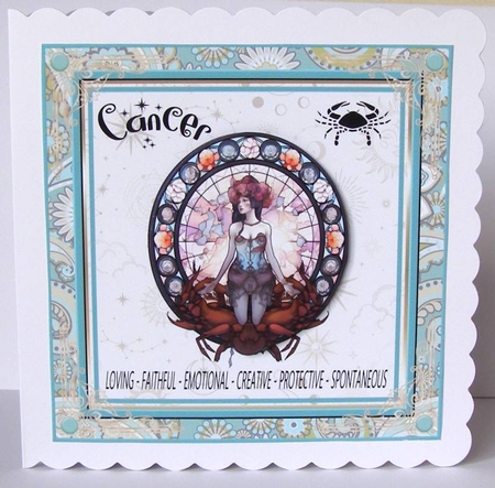 Cancer Birthday 7x7ins Decoupage Topper 1 by Margaret McCartney