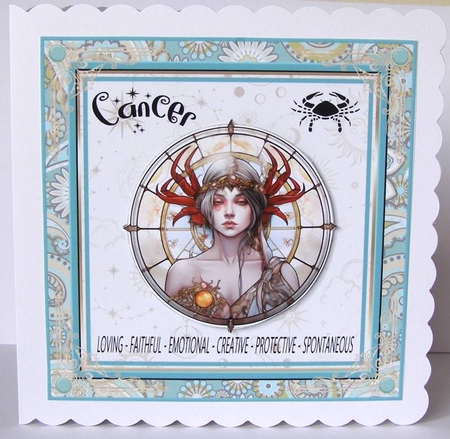 Cancer Birthday 7x7ins Decoupage Topper 2 by Margaret McCartney