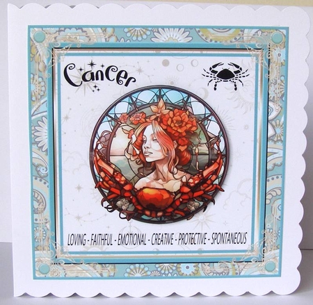 Cancer Birthday 7x7ins Decoupage Topper 3 by Margaret McCartney