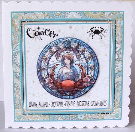 Cancer Birthday 7x7ins Decoupage Topper 4 by Margaret McCartney