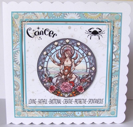 Cancer Birthday 7x7ins Decoupage Topper 5 by Margaret McCartney