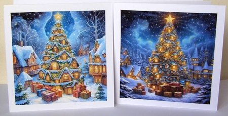 Magical Christmas Tree CARD FRONTS by Margaret McCartney