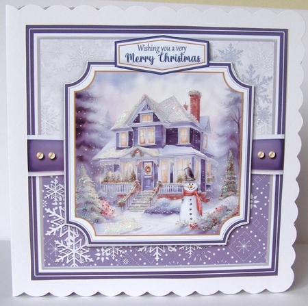 Blue Winter Houses Card Front Toppers Kit-2 by Margaret McCartney