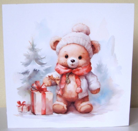 A Set Of 6 6x6 Cute Christmas Bear Toppers by Margaret McCartney