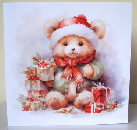 A Set Of 6 6x6 Cute Christmas Bear Toppers by Margaret McCartney