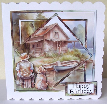 Lakeside Cabin Squares in Squares Various occasions Topper by Margaret McCartney
