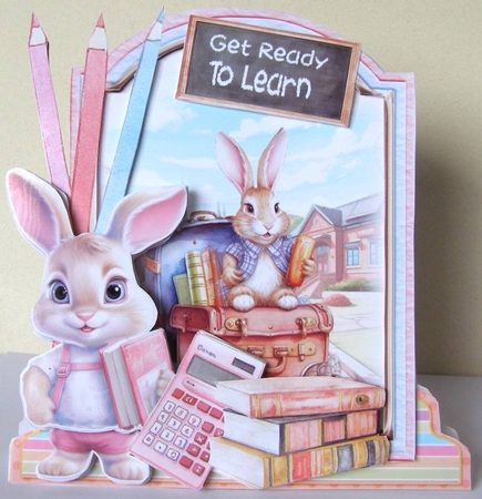 Back to School Bunnies 1 XL Shaped Card Kit by Margaret McCartney