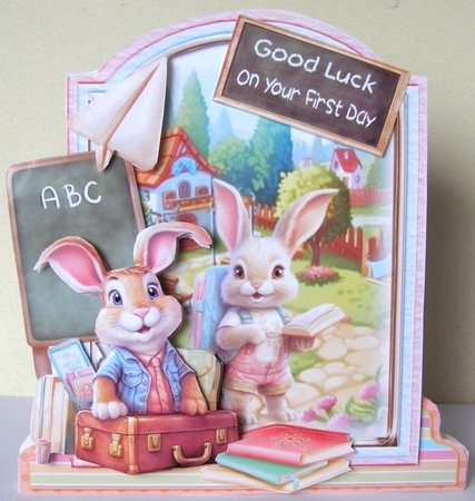 Back to School Bunnies 2 XL Shaped Card Kit by Margaret McCartney