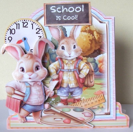 Back to School Bunnies 3 XL Shaped Card Kit by Margaret McCartney