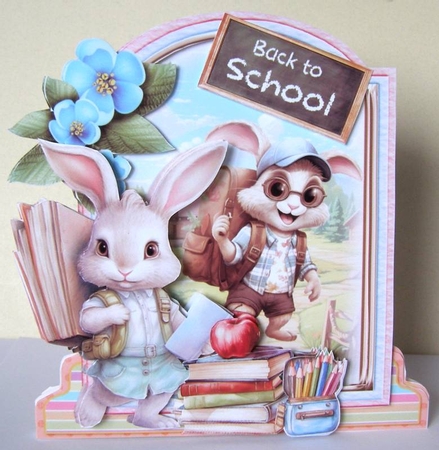 Back to School Bunnies 4 XL Shaped Card Kit by Margaret McCartney