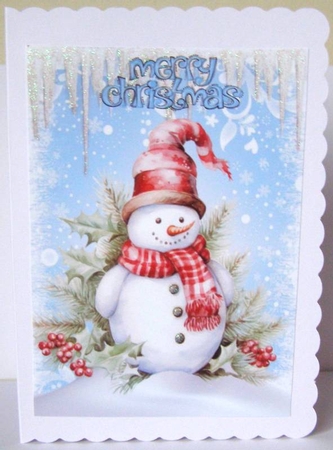 Lovely Ice  Blue & White Snowflakes And With Snowman A4 (Four) by Margaret McCartney