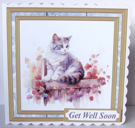Cat on fence card front 2 by Margaret McCartney