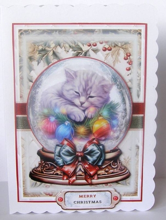 Christmas Catnap Snow Globe Mini Page Kit by Margaret McCartney