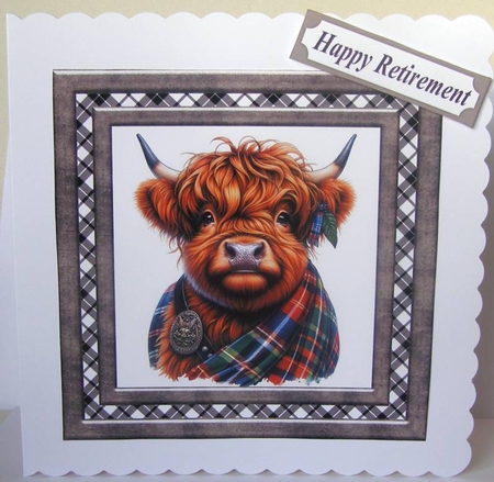 Tartan Highland cow card front 5 by Margaret McCartney