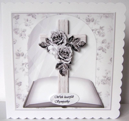 8X8  Sympathy Cross & Roses by Margaret McCartney