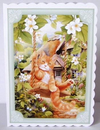 2 Cat on swing card fronts 2 by Margaret McCartney
