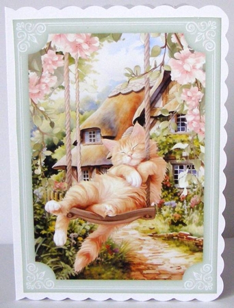 2 Cat on swing card fronts 2 by Margaret McCartney