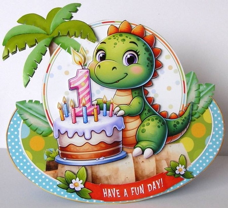 Dino Age 1 Birthday Rocker Card Kit by Margaret McCartney
