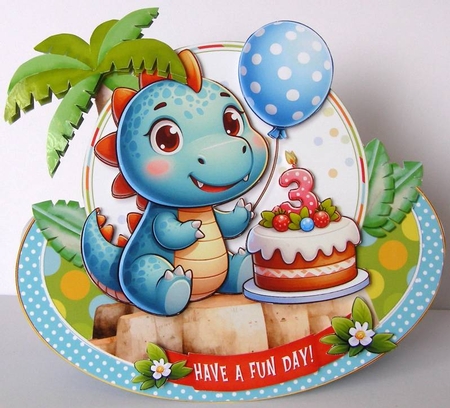 Dino Age 3 Birthday Rocker Card Kit by Margaret McCartney