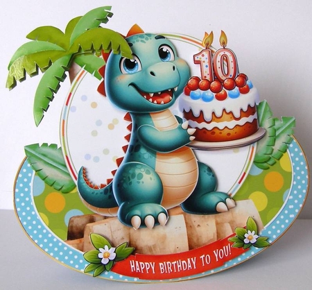 Dino Age 10 Birthday Rocker Card Kit by Margaret McCartney
