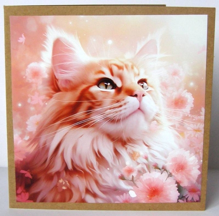 Maine Coon Cat and Flowers Mix 2 by Margaret McCartney