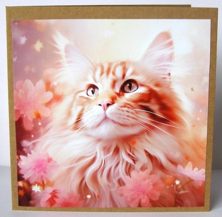 Maine Coon Cat and Flowers Mix 2 by Margaret McCartney