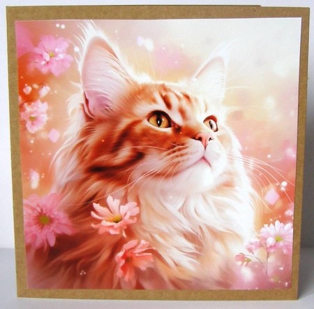 Maine Coon Cat and Flowers Mix 2 by Margaret McCartney