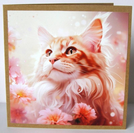 Maine Coon Cat and Flowers Mix 2 by Margaret McCartney