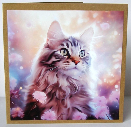 Maine Coon Cat and Flowers Mix 3 by Margaret McCartney
