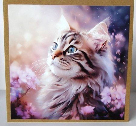 Maine Coon Cat and Flowers Mix 3 by Margaret McCartney
