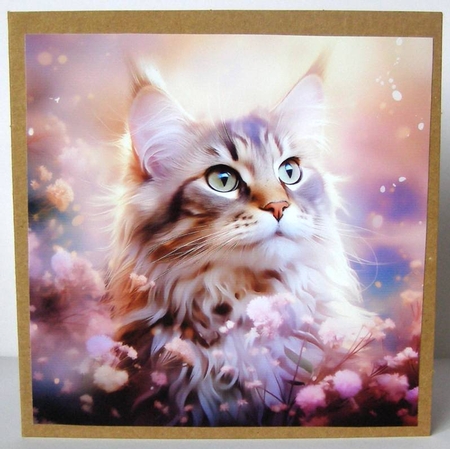 Maine Coon Cat and Flowers Mix 3 by Margaret McCartney