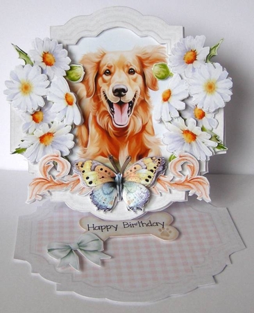 Give the Dog a Bone 8 Shaped Easel Card by Margaret McCartney