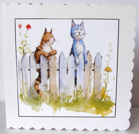 Funny Cats on a Fence by Margaret McCartney