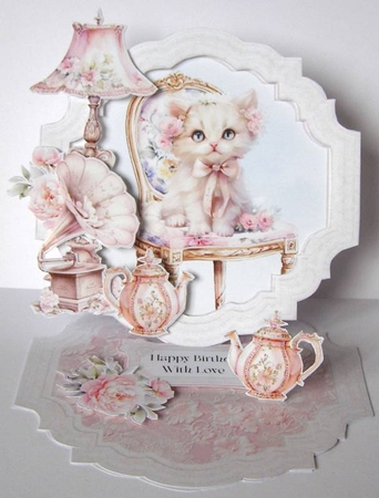 Vintage in Pink 3 Shaped Easel by Margaret McCartney