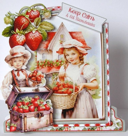 The Vintage Strawberry Patch 3 XL Shaped Card Kit by Margaret McCartney