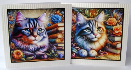 4 Library Kitty Notelet Toppers by Margaret McCartney