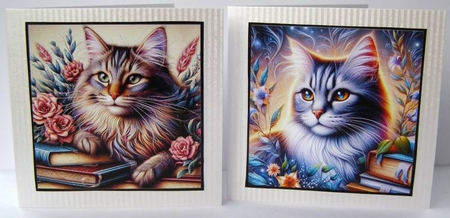 4 Library Kitty Notelet Toppers by Margaret McCartney