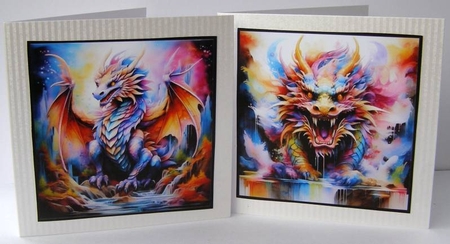 4 Fantasy Dragon Notelet Toppers by Margaret McCartney