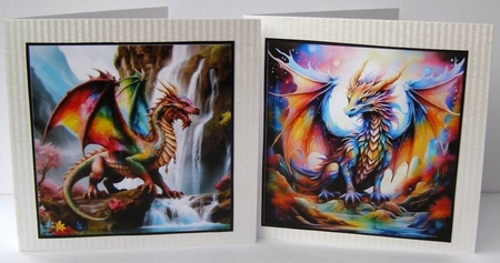 4 Fantasy Dragon Notelet Toppers by Margaret McCartney