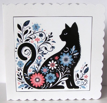 Beautiful Black Cat Silhouette Card Toppers by Margaret McCartney