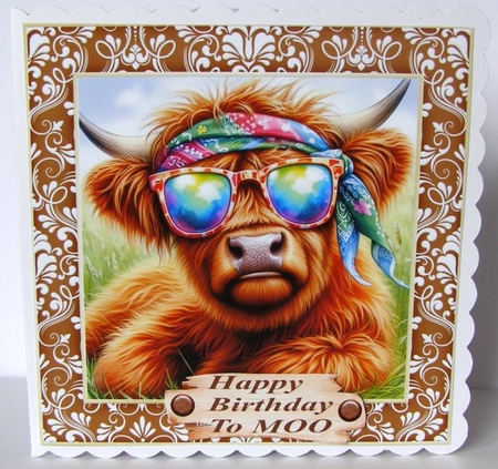 Highland cow chillin card front 12 by Margaret McCartney
