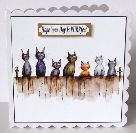 Cats on a Fence Card Toppers by Margaret McCartney