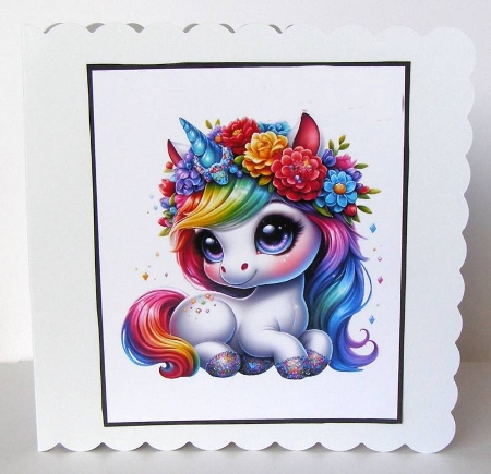Rainbow Unicorns 6 - Toppers x 4 Sheet by Margaret McCartney