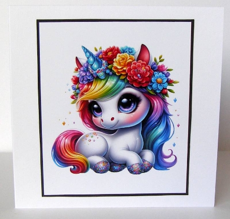 Rainbow Unicorns 6 - Toppers x 4 Sheet by Margaret McCartney