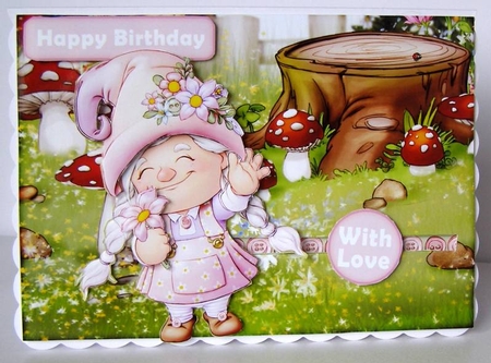Maisie the Gnome Slider Card by Margaret McCartney