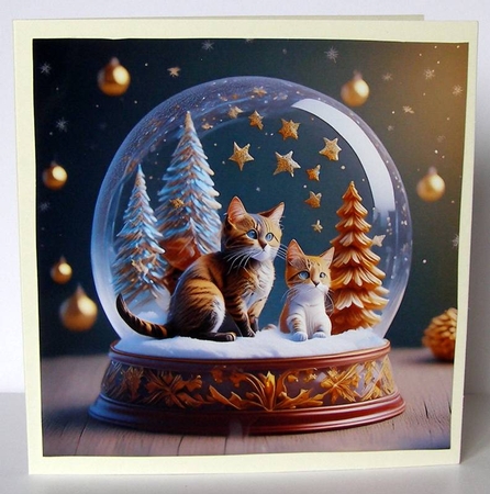 Snow globe kitties by Margaret McCartney