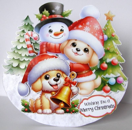 Paws for Christmas 3 XL Rocker Card  by Margaret McCartney